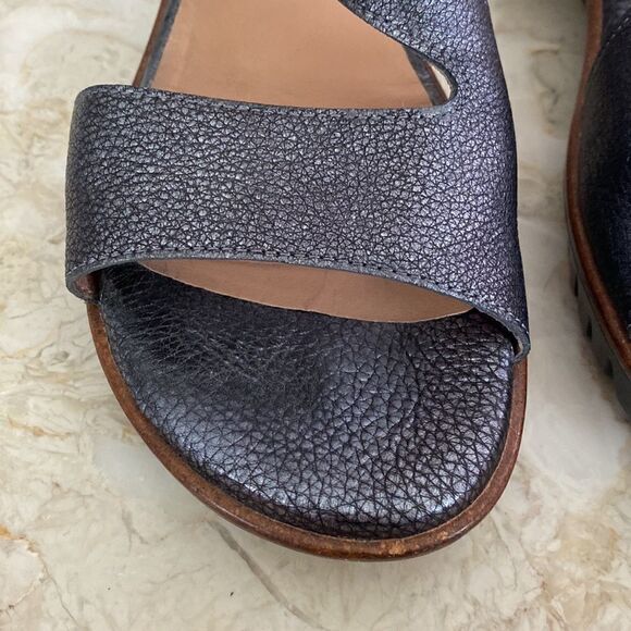 Wonders Leather Sandals Metallic Grey Ankle Strap - Picture 9 of 13